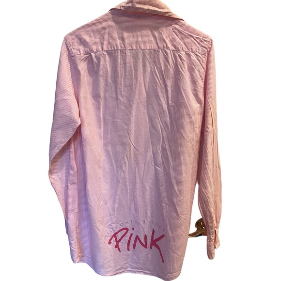 Victoria Secret’s Vintage Night Sleep Oversized Shirt Pink and White Size M - Picture 3 of 9
